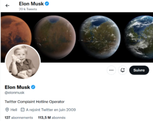 Compte Twitter d'Elon Musk