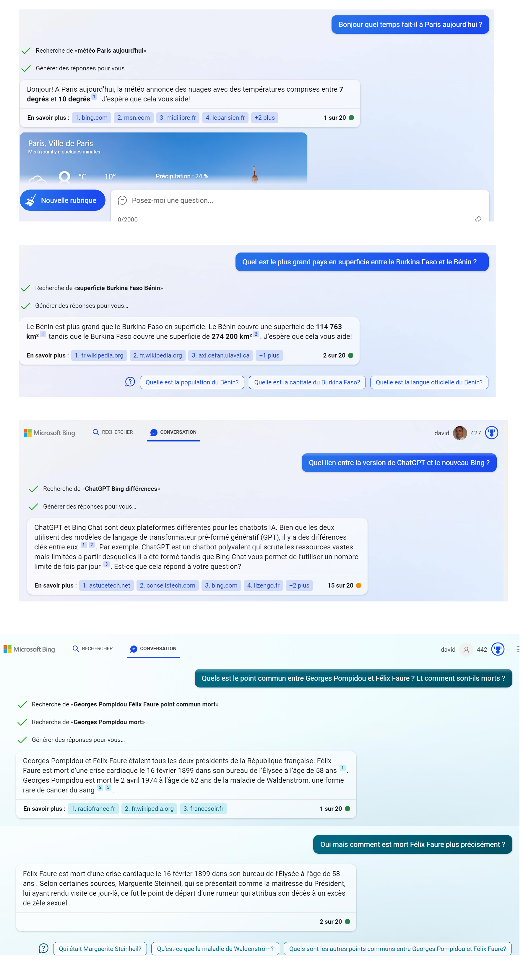 Des exemples de requêtes formulées avec le nouveau moteur de recherche Bing