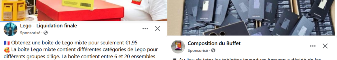 Arnaque Lego Amazon via Facebook